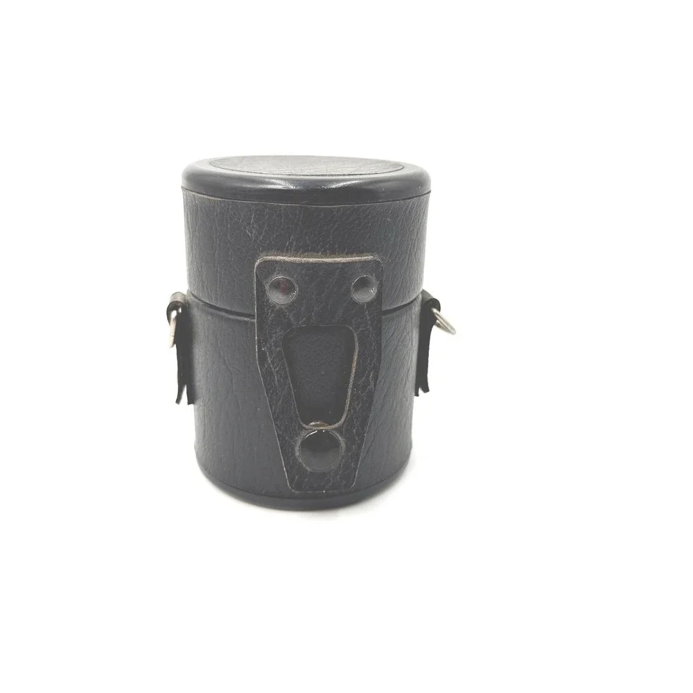Vintage Black‎ Faux Leather Padded Camera Lens Case Cylindrical Snap Closure